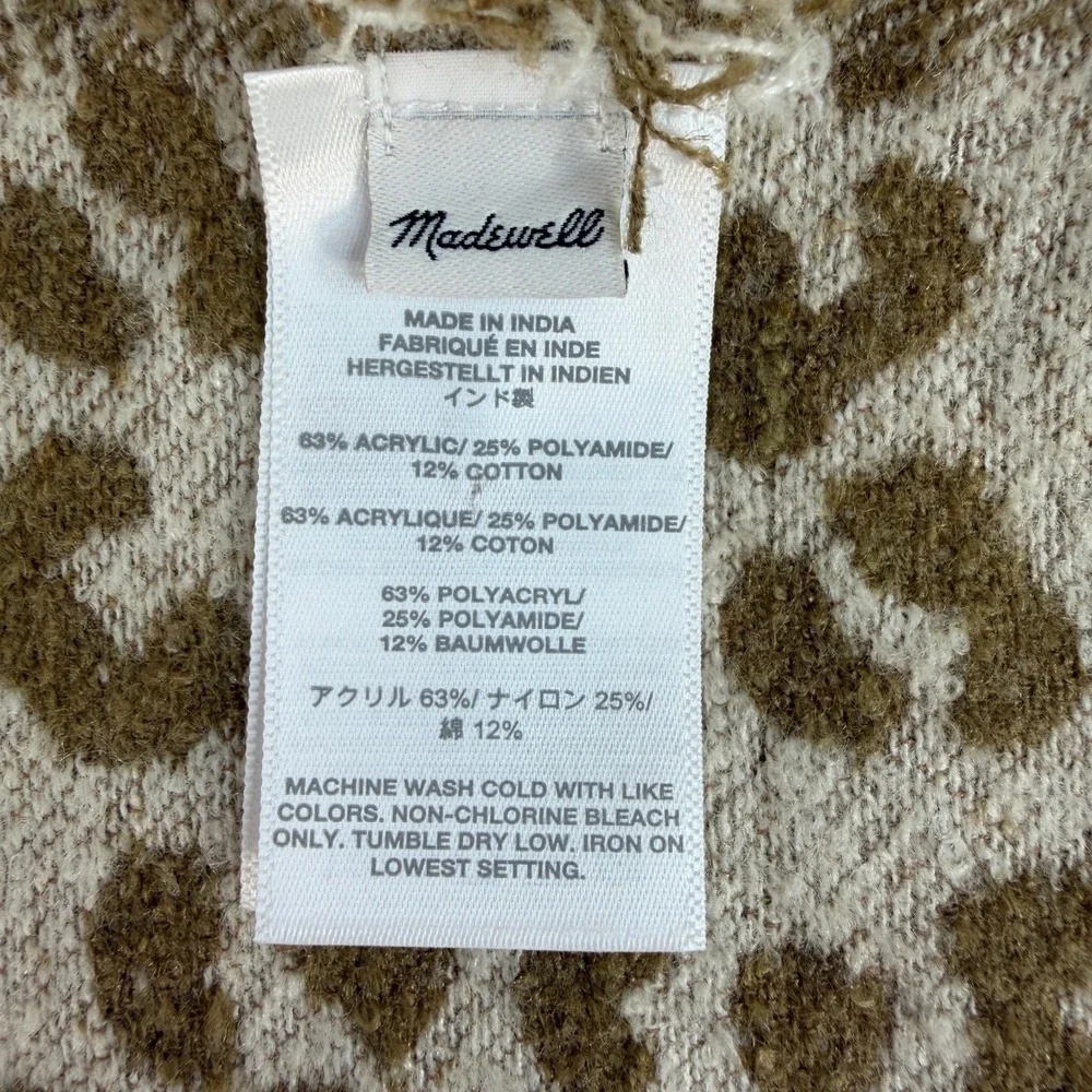 Bandana‎ Scarf in Mini Cheetah Print Fringed Edge Large Square Cozy Warm Beige